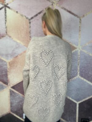 Kardigan w serduszka heart beż - obrazek 3