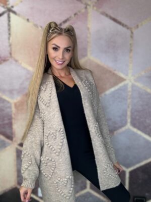 Kardigan w serduszka heart beż