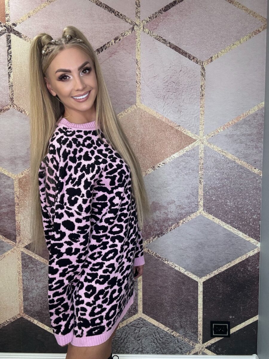 Sweter - Tunika Oversize panterka różowa La Milla - obrazek 5