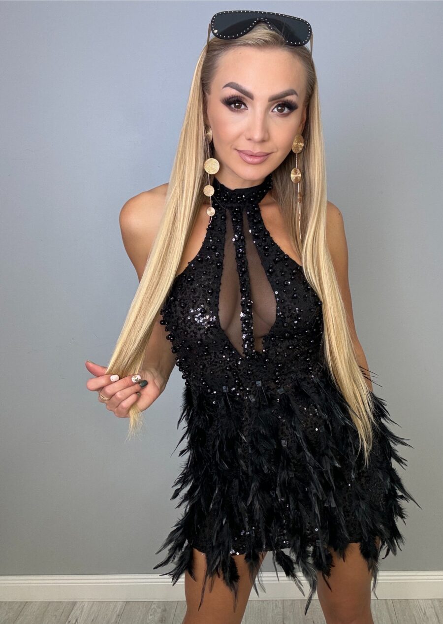 Luksusowa sukienka z naturalnymi piórami z Marabuta - obrazek 1