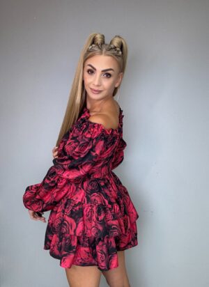 Kombinezon Rodos Vasari kwiaty czerwono-czarne - obrazek 3