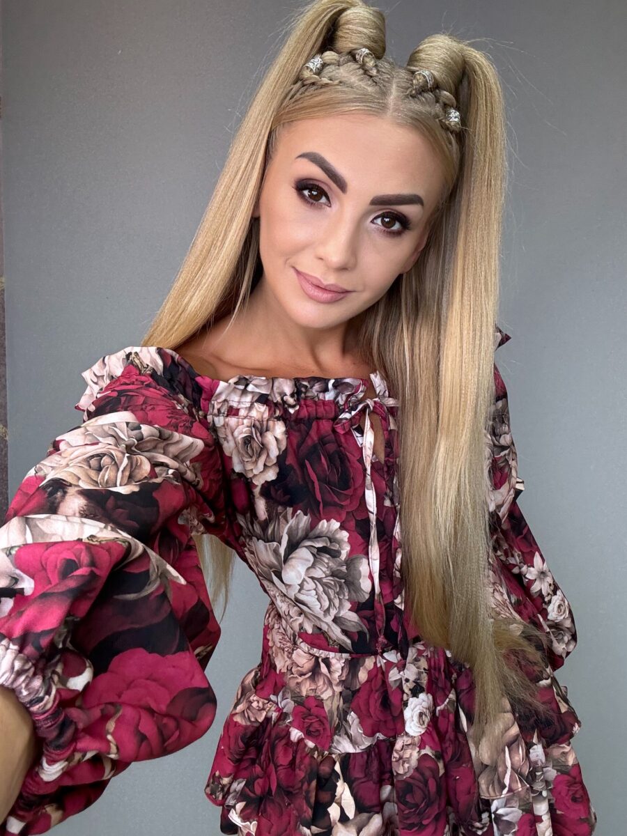 Kombinezon Rodos Vasari kwiaty czerwono-beżowe - obrazek 2