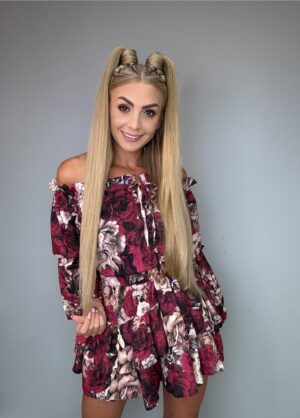 Kombinezon Rodos Vasari kwiaty czerwono-beżowe - obrazek 3