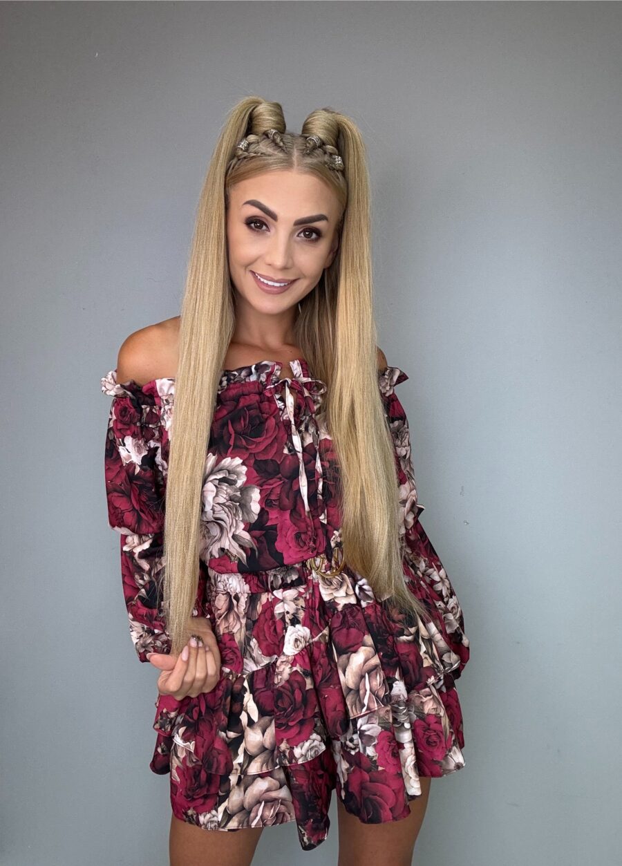 Kombinezon Rodos Vasari kwiaty czerwono-beżowe - obrazek 3