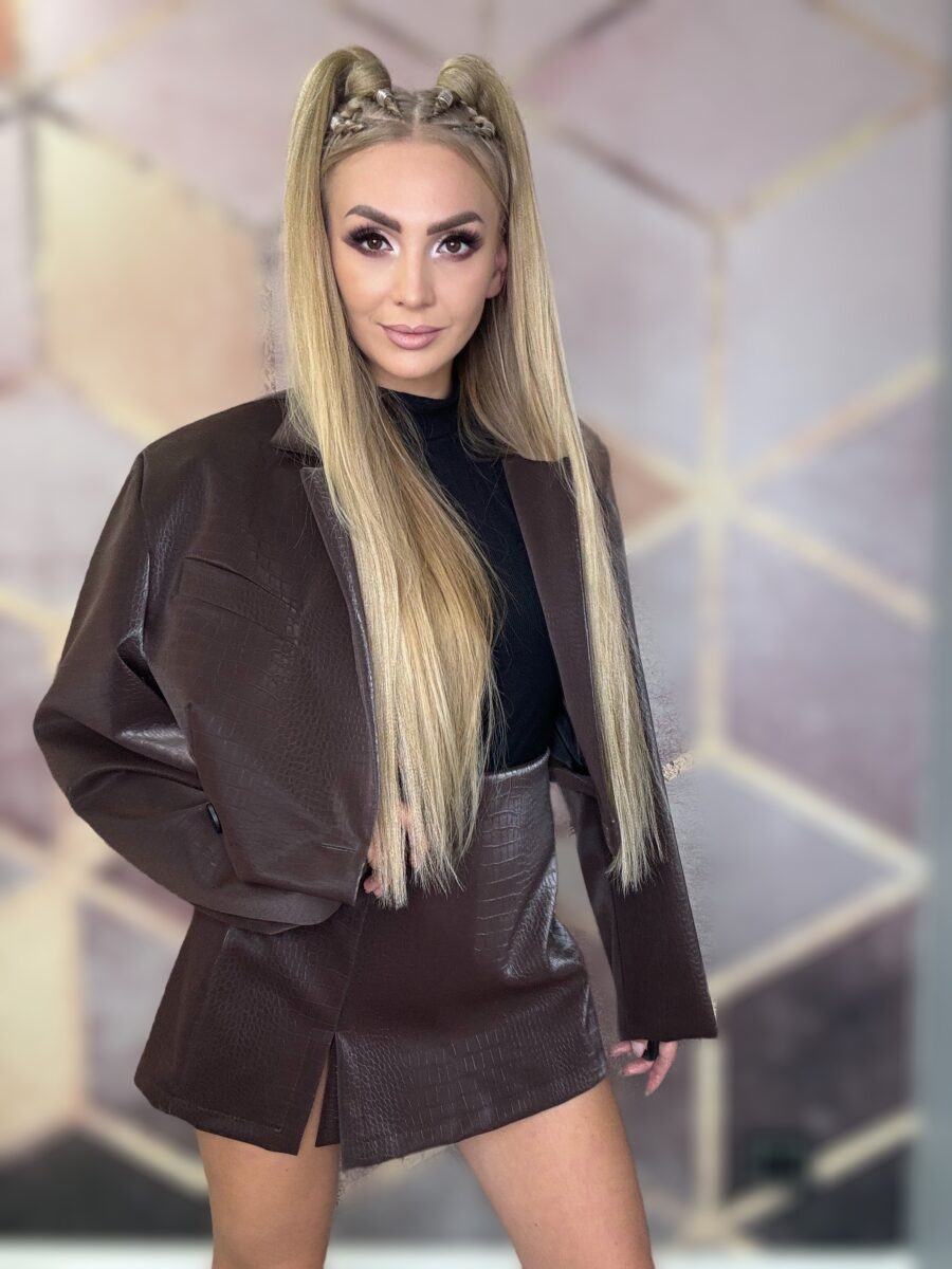 Marynarka z eko skóry wzór wężowy - obrazek 3