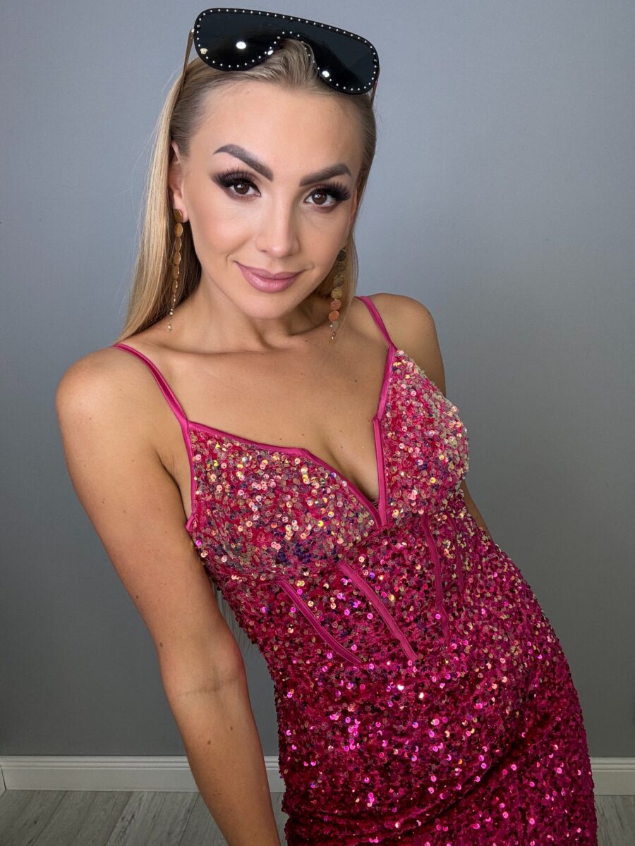 Przepiękna sukienka cekinowa ombre różowa - obrazek 2