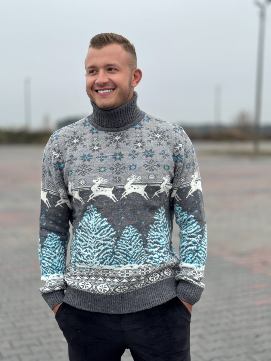 Świąteczny golf męski sweterek - obrazek 1