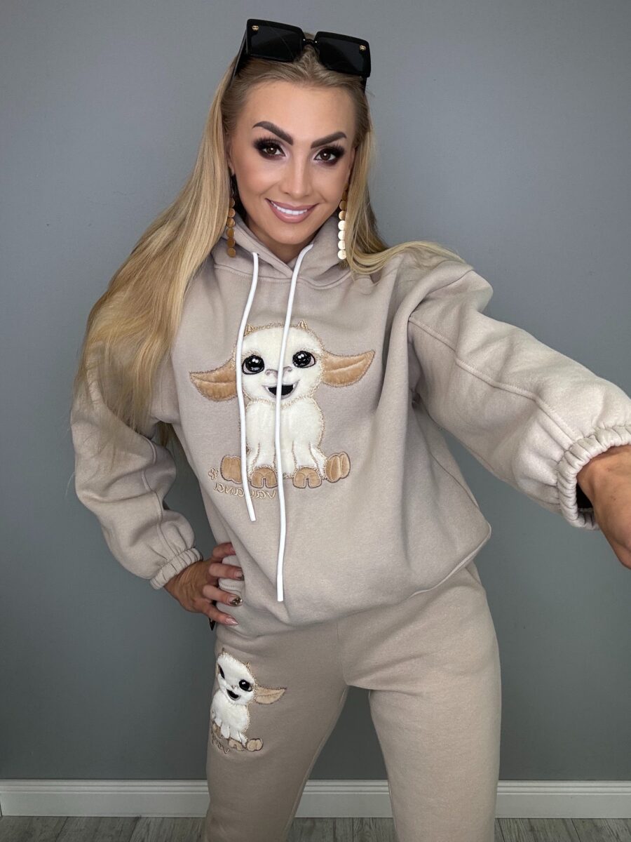 Ocieplony komplet dresowy beżowy VAYANA - obrazek 2