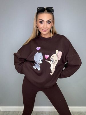Komplet dresowy bluza i leginsy ciemna czekolada
