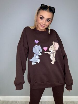 Komplet dresowy bluza i leginsy ciemna czekolada - obrazek 4