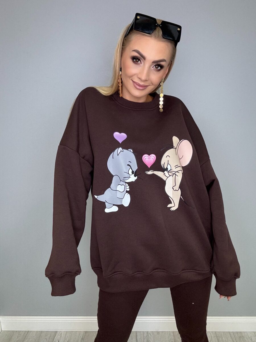 Komplet dresowy bluza i leginsy ciemna czekolada - obrazek 4