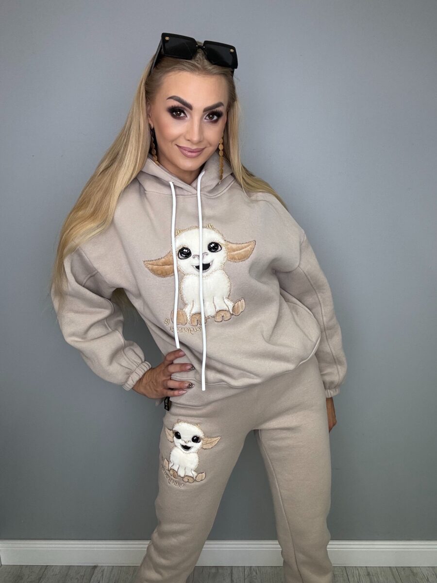 Ocieplony komplet dresowy beżowy VAYANA - obrazek 1