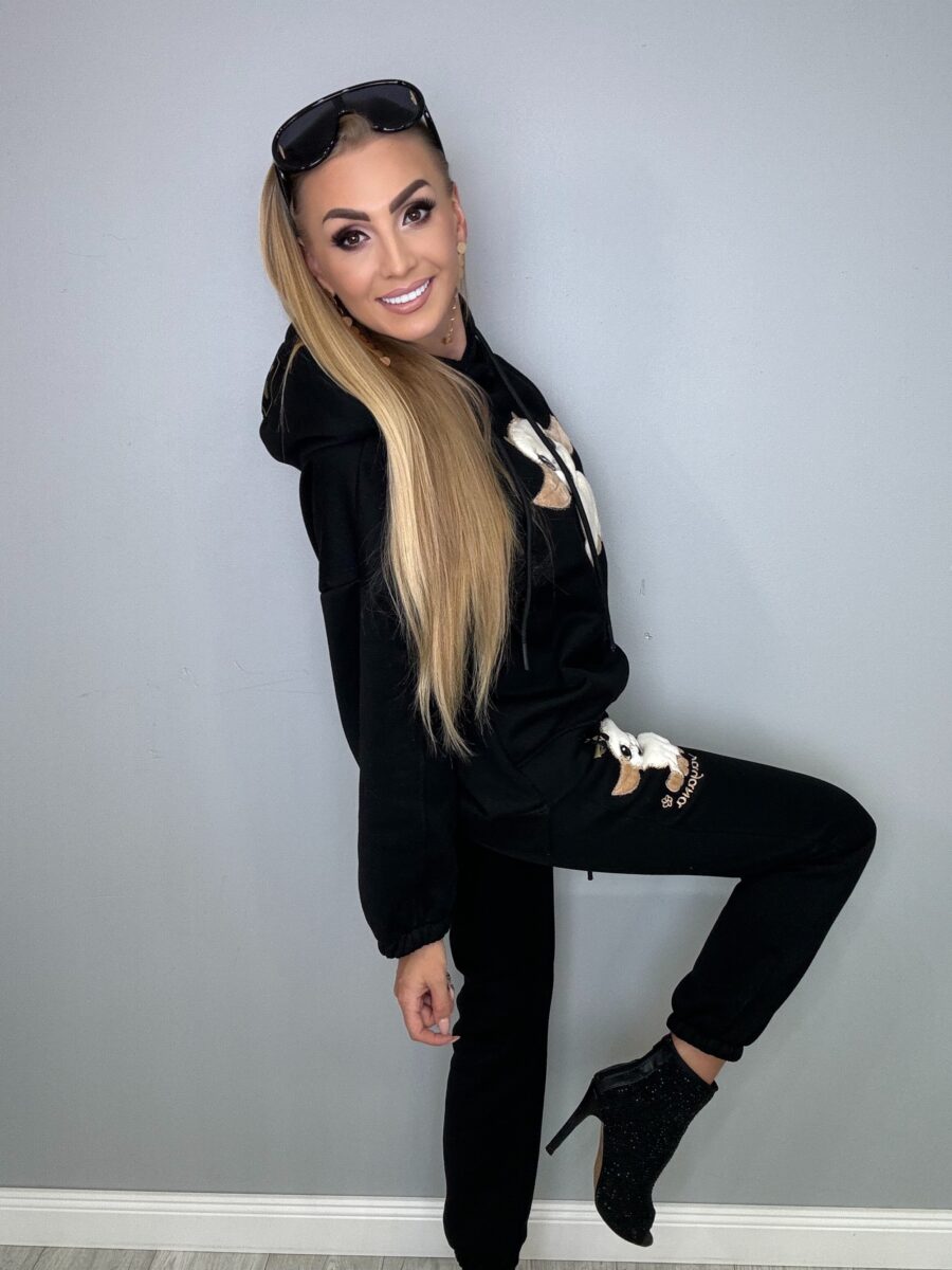 Ocieplony komplet dresowy czarny VAYANA - obrazek 3