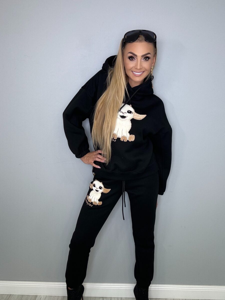 Ocieplony komplet dresowy czarny VAYANA - obrazek 4