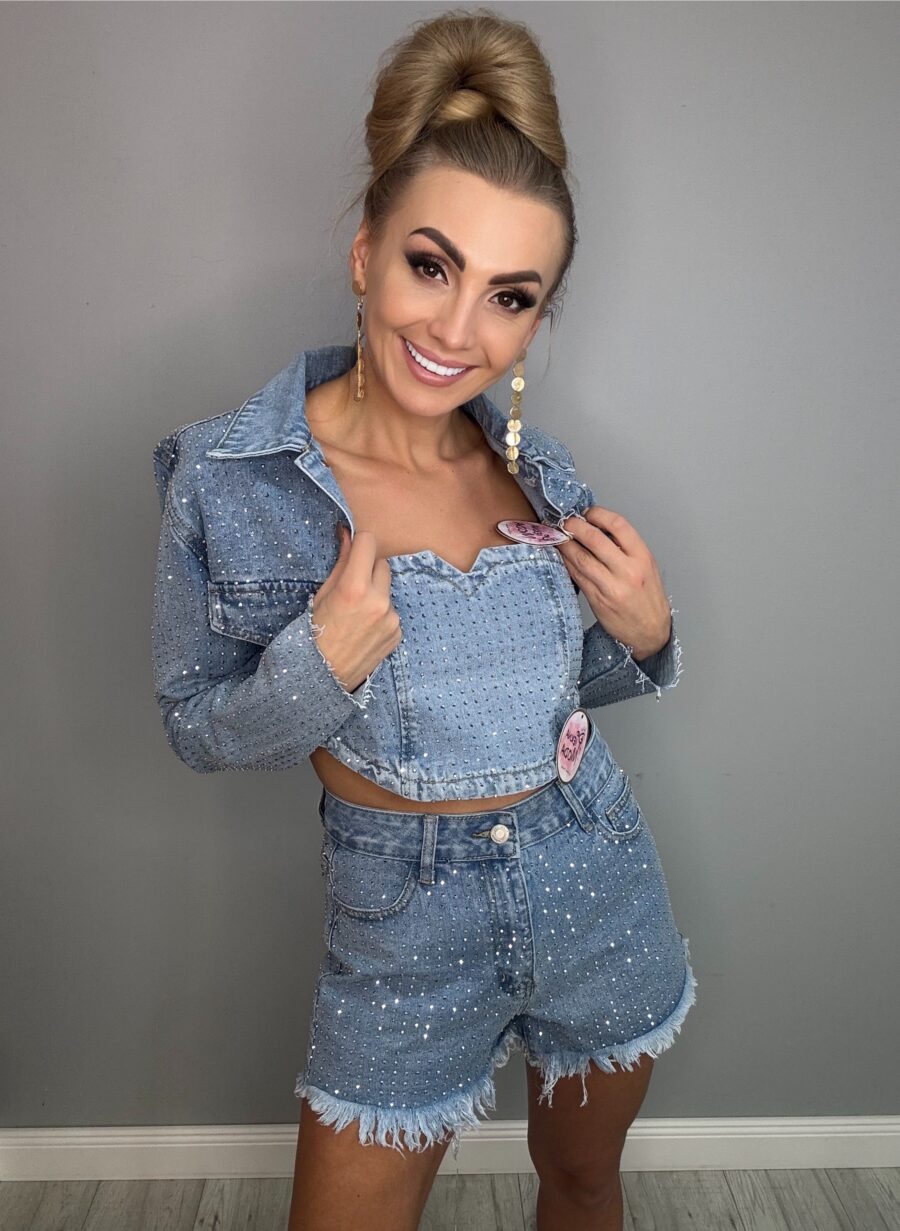 Efektowny 3-częsciowy komplet cyrkoniowy 343 Efektowny 3-częsciowy komplet cyrkoniowy jeansowy - obrazek 1