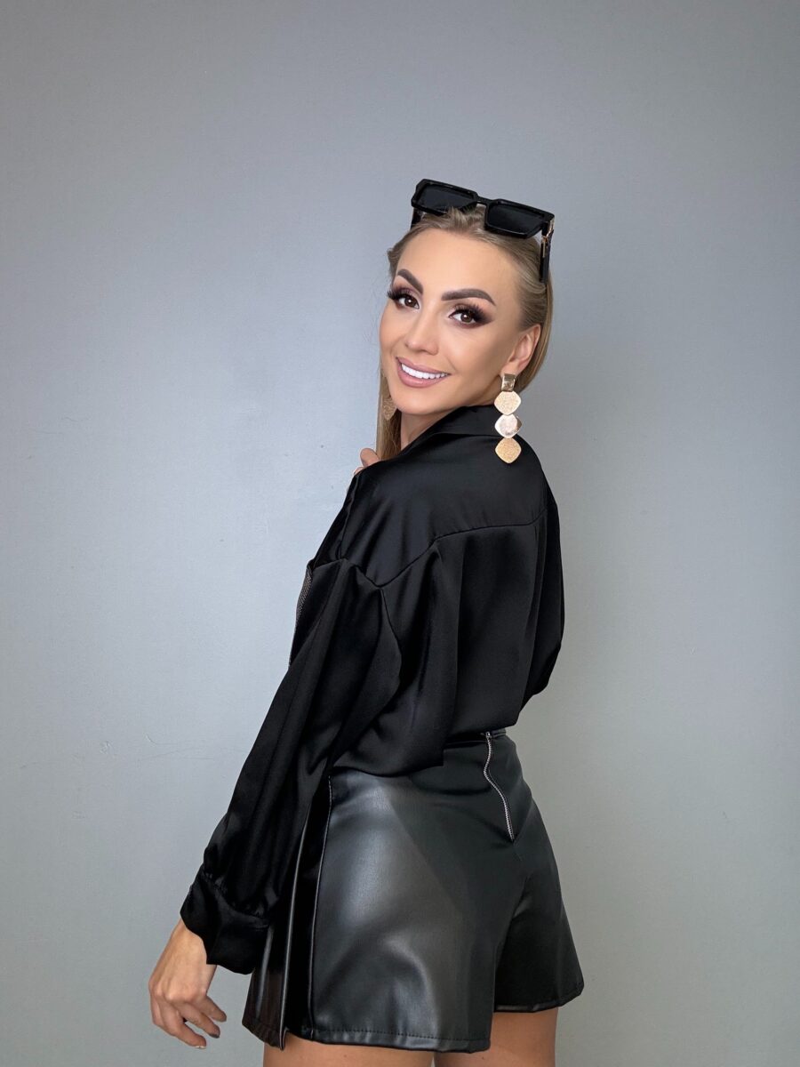 Elegancka Satynowa Koszula z Cyrkoniami - obrazek 6