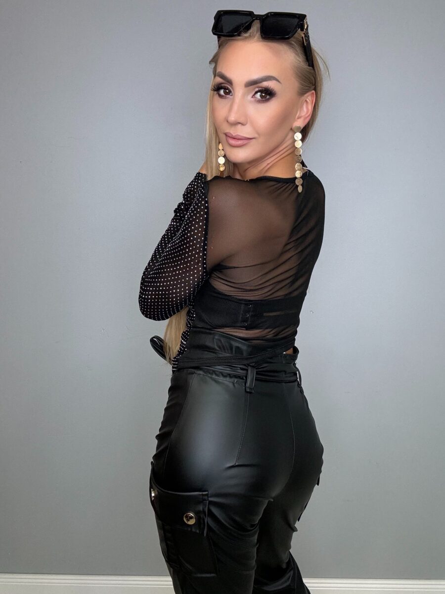 Czarna siatka ze srebrnymi cyrkoniami - obrazek 4