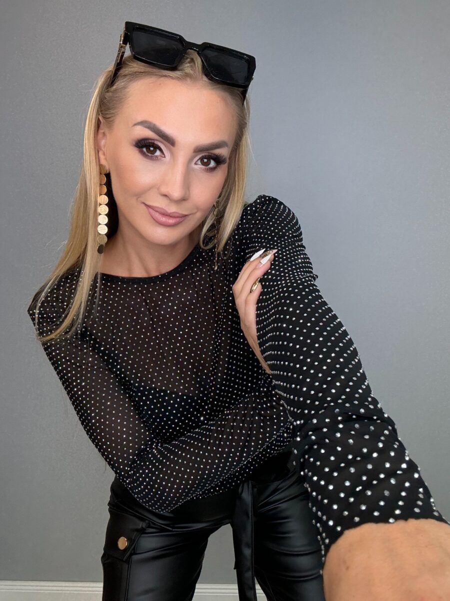 Czarna siatka ze srebrnymi cyrkoniami - obrazek 3