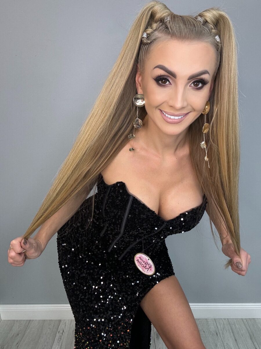 Luksusowa Długa Sukienka Ombre z Rozcięciem - obrazek 4