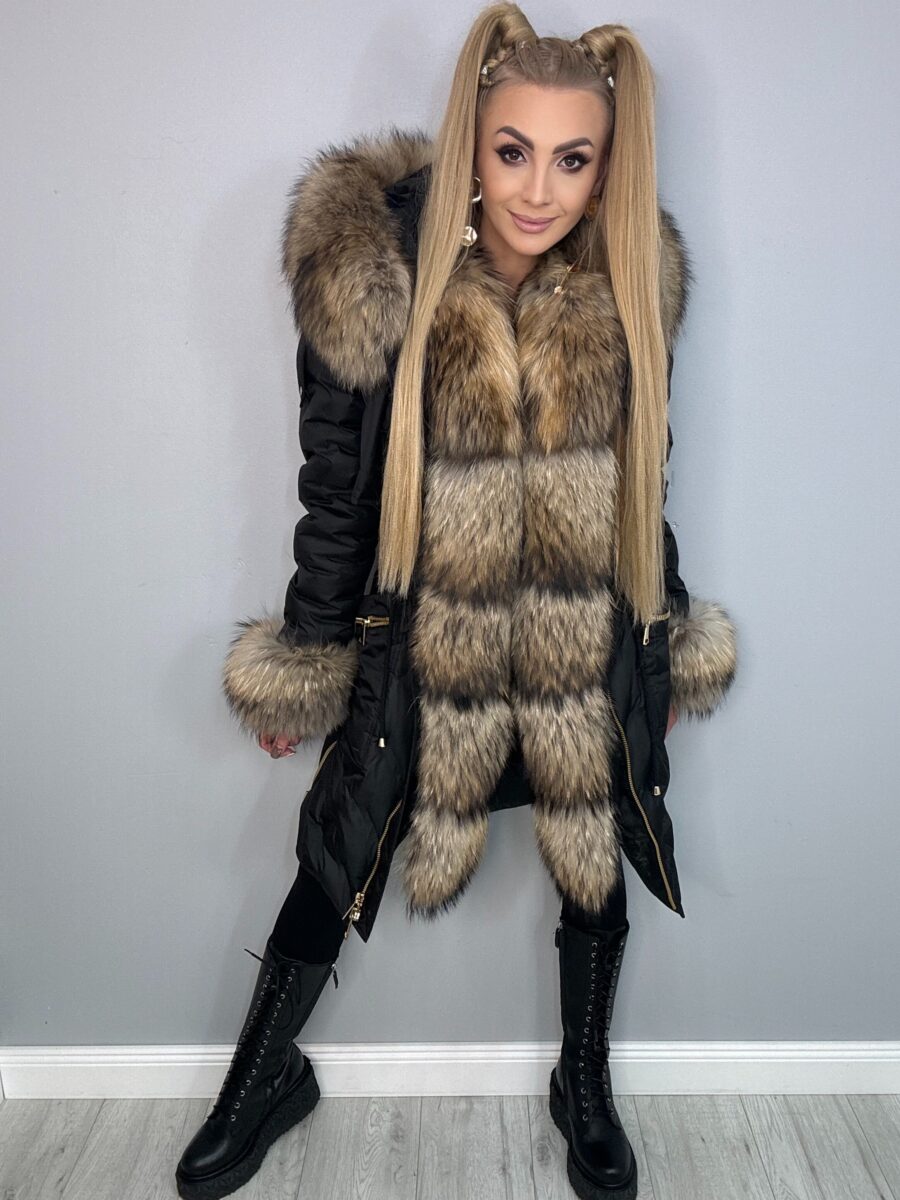 Piękna i Moda Ekskluzywna Kurtka Parka Premium z Futrem Czarna 4 Ekskluzywna Kurtka - Parka Czarna Premium z Futrem - obrazek 1