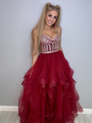 Ekskluzywna Suknia Balowa Cyrkoniowa na Ramiączkach