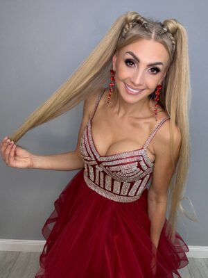 Ekskluzywna Suknia Balowa Cyrkoniowa na Ramiączkach - obrazek 3