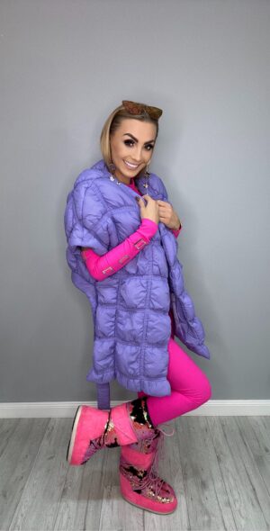 Kamizelka pikowana BASTET a'la szal Fioletowa - obrazek 3