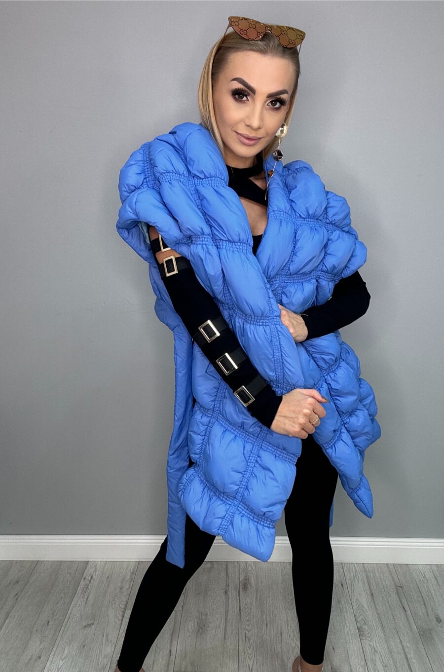 Kamizelka pikowana BASTET a'la szal Niebieska - obrazek 5