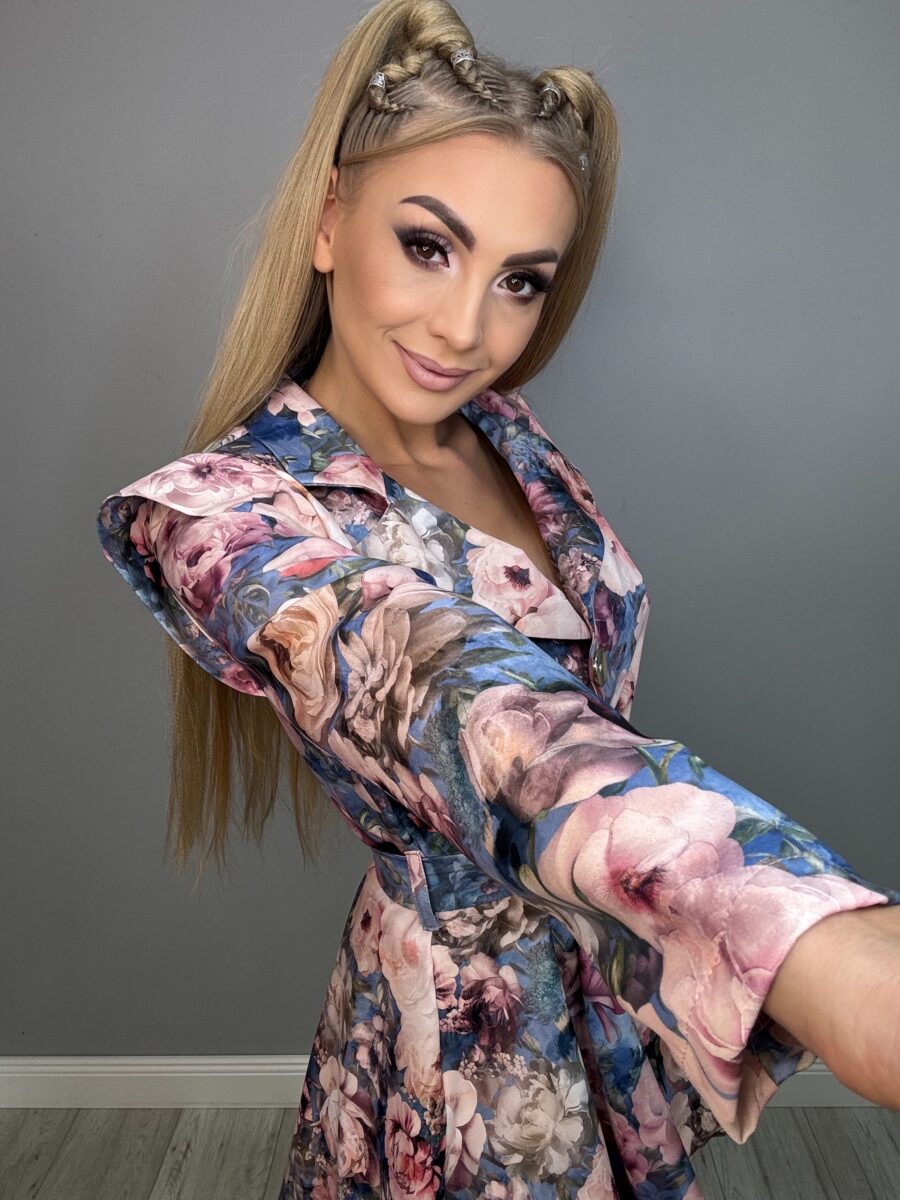 Kombinezon sukienka Excellence wzór kwiatowy 2 - obrazek 5