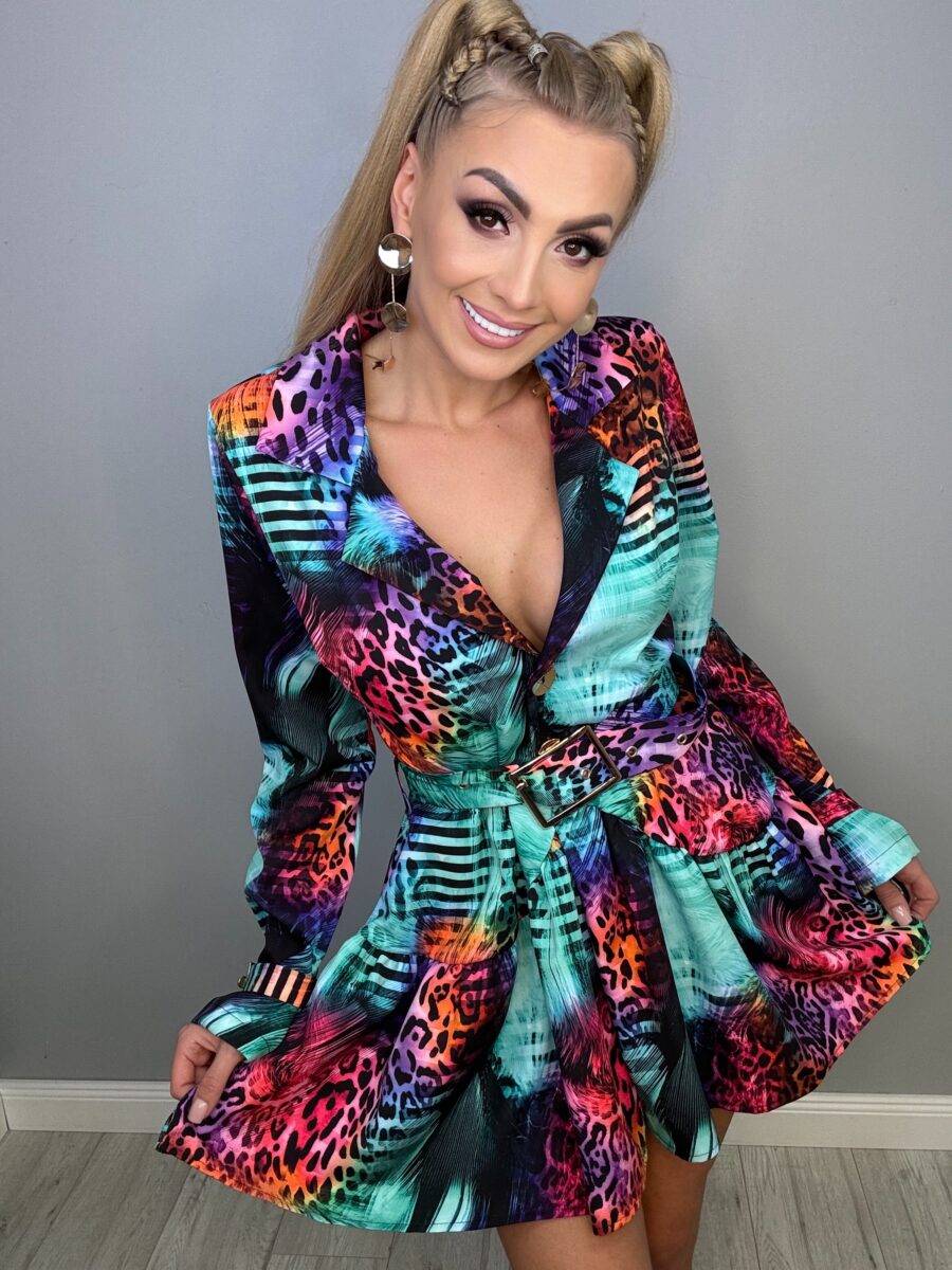 Kombinezon Sukienka Excellence Tropikalny Turkus - obrazek 9