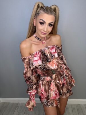 Kombinezon w Stylu Sukienki Exellence Hoker Kwiatowy - obrazek 3