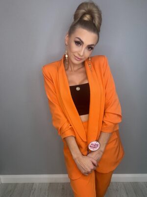 Komplet marynarka i spodnie w kolorze pomarańczowym - obrazek 5