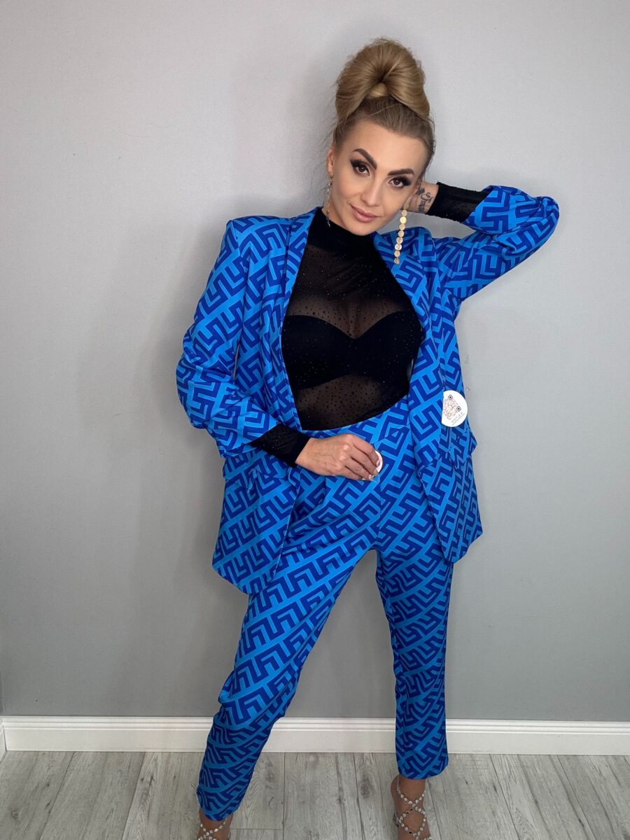 Komplet materiałowy z greckim motywem Niebieski - obrazek 2