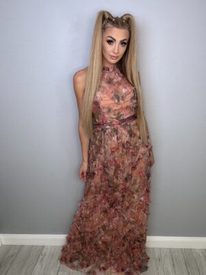 Luksusowa Długa Suknia Szyfonowa „Magia Kwiatów” - obrazek 2