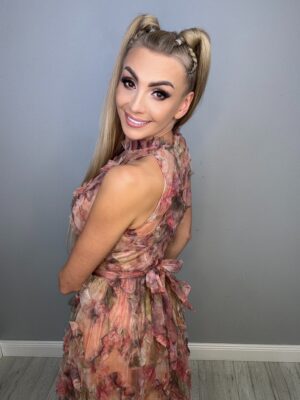 Luksusowa Długa Suknia Szyfonowa „Magia Kwiatów” - obrazek 6