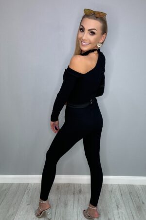 Modelujący kombinezon CZARNY z ozdobnymi klamrami i dekoltem PREMIUM - obrazek 7