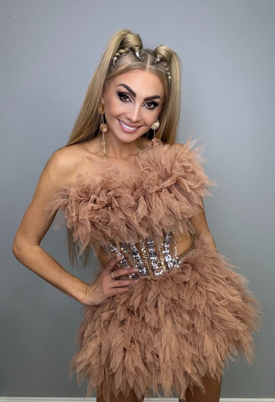 Luksusowy Komplet Tiul Gorset + spòdniczka BEŻ - obrazek 6