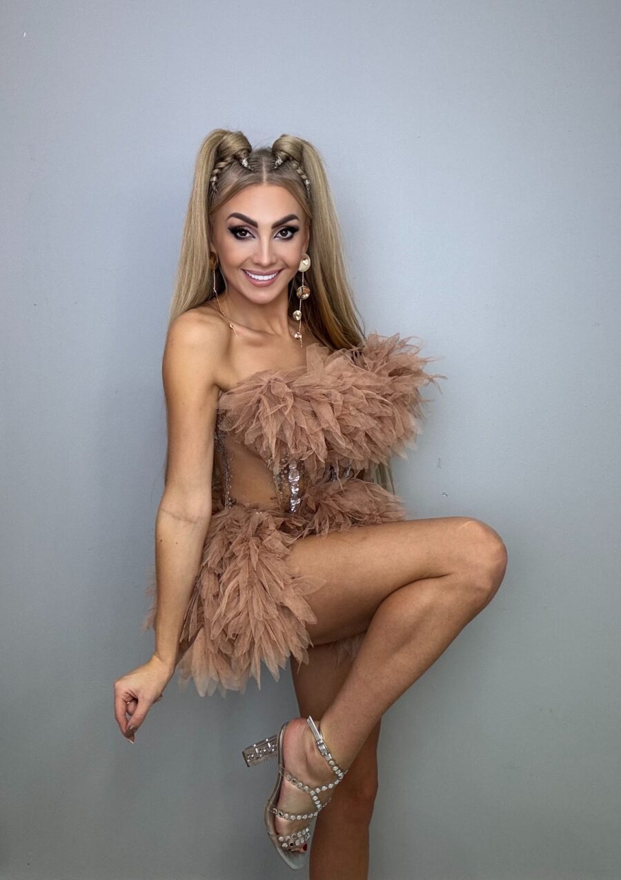 Luksusowy Komplet Tiul Gorset + spòdniczka BEŻ - obrazek 5