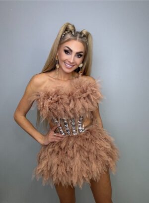 Luksusowy Komplet Tiul Gorset + spòdniczka BEŻ - obrazek 2