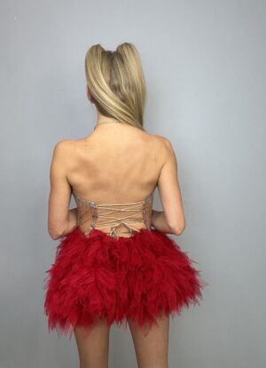 Luksusowy Komplet Tiul Gorset + spòdniczka CZERWONY - obrazek 6