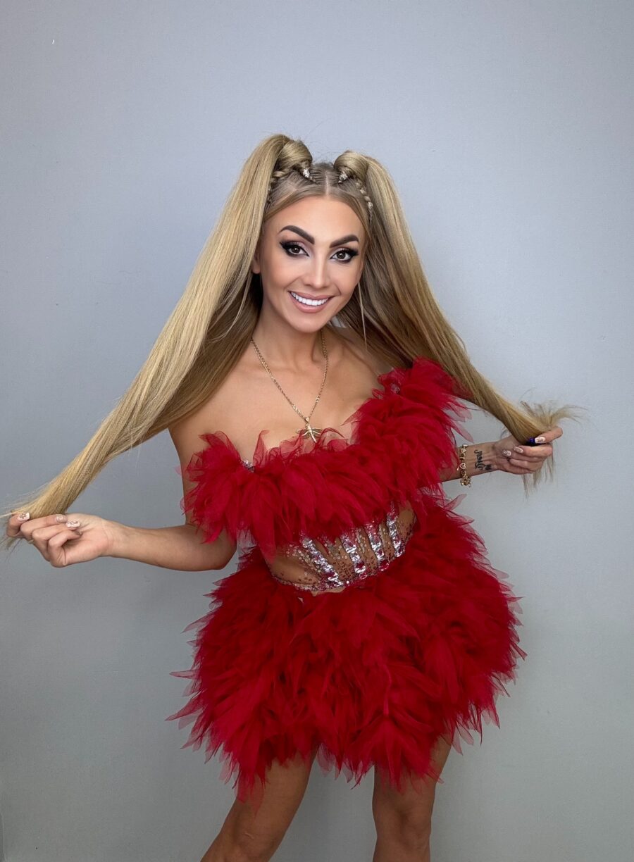 Luksusowy Komplet Tiul Gorset + spòdniczka CZERWONY - obrazek 4