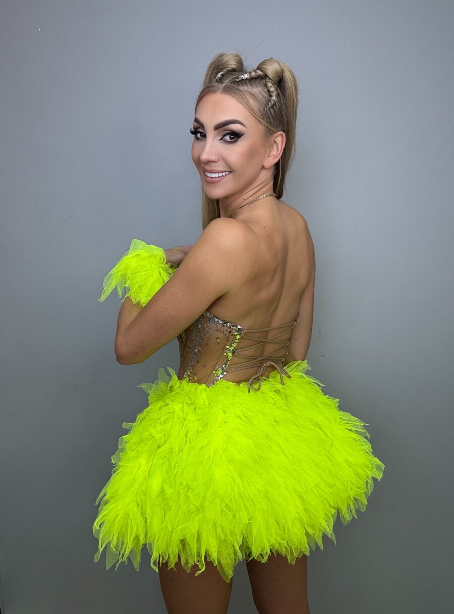 Luksusowy Komplet Tiul Gorset + spòdniczka NEONOWY ŻÓŁTY - obrazek 3