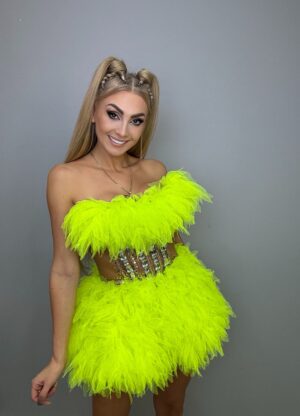 Luksusowy Komplet Tiul Gorset + spòdniczka NEONOWY ŻÓŁTY