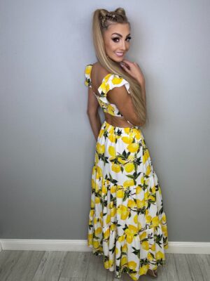 Sukienka Cytrynka - Długa Elegancja z Odrobiną Słodyczy - obrazek 4