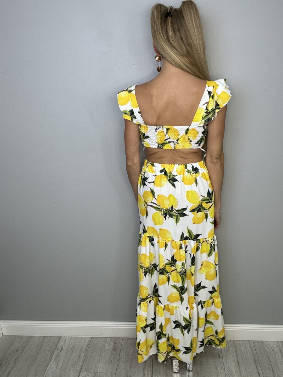 Sukienka Cytrynka - Długa Elegancja z Odrobiną Słodyczy - obrazek 5