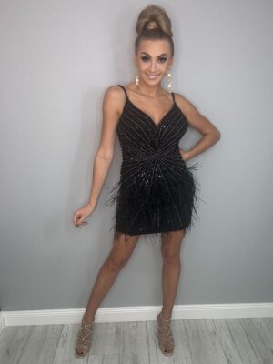 Luksusowa Sukienka z Piórami Strusia - obrazek 8