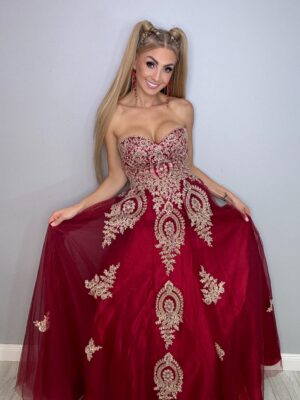 Bajkowa Suknia Księżniczki Czerwona