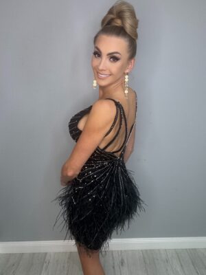 Luksusowa Sukienka z Piórami Strusia - obrazek 6