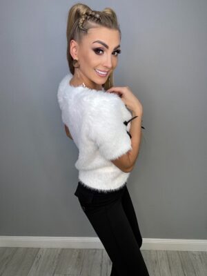 Śmietankowa Bluzeczka z Czarnymi Kokardkami - obrazek 4