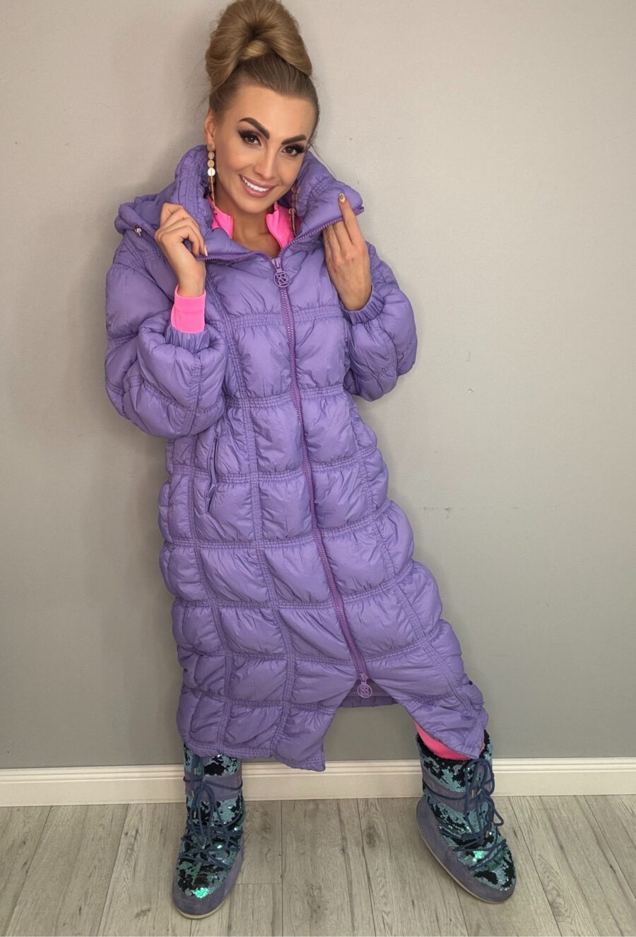 Płaszcz pikowany BASTET fioletowy PREMIUM - obrazek 1